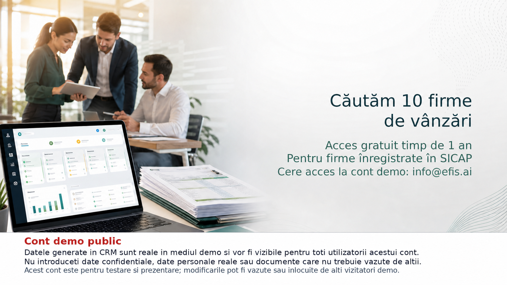 Cautam 10 firme de vanzari. Cere acces la cont demo: info@efis.ai